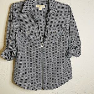 MICHAEL by Michael Kors black & white silky shirt jacket, size P/M. NWOT